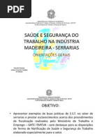 SAÚDE E SEGURANÇA DO TRABALHO NA INDÚSTRIA MADEIREIRA- serrarias