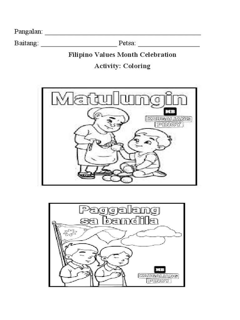 Filipino Values Coloring PDF