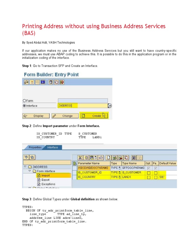 Custom Address Printing in ABAP | PDF | Subroutine | Library (Computing)