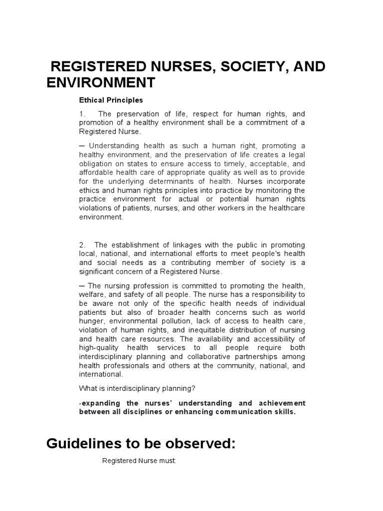 Registered Nurses Society and Environment PDF