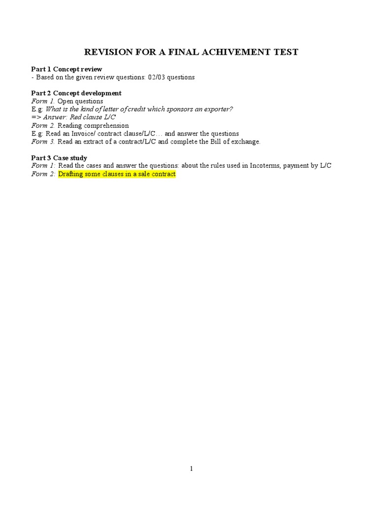 comprehensive-revision-for-a-final-examination-in-international-trade
