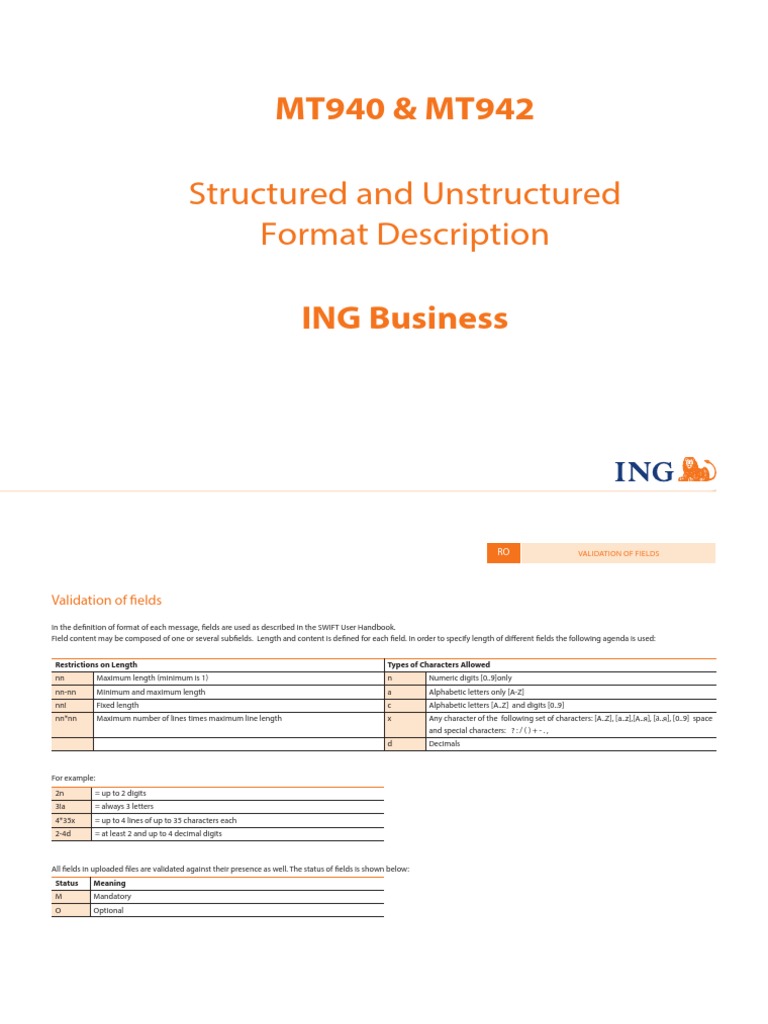 MT940 and MT942 File Format Guide | PDF | Debits And Credits ...