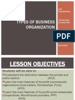 Unit 1.2 Types of Business Organisations