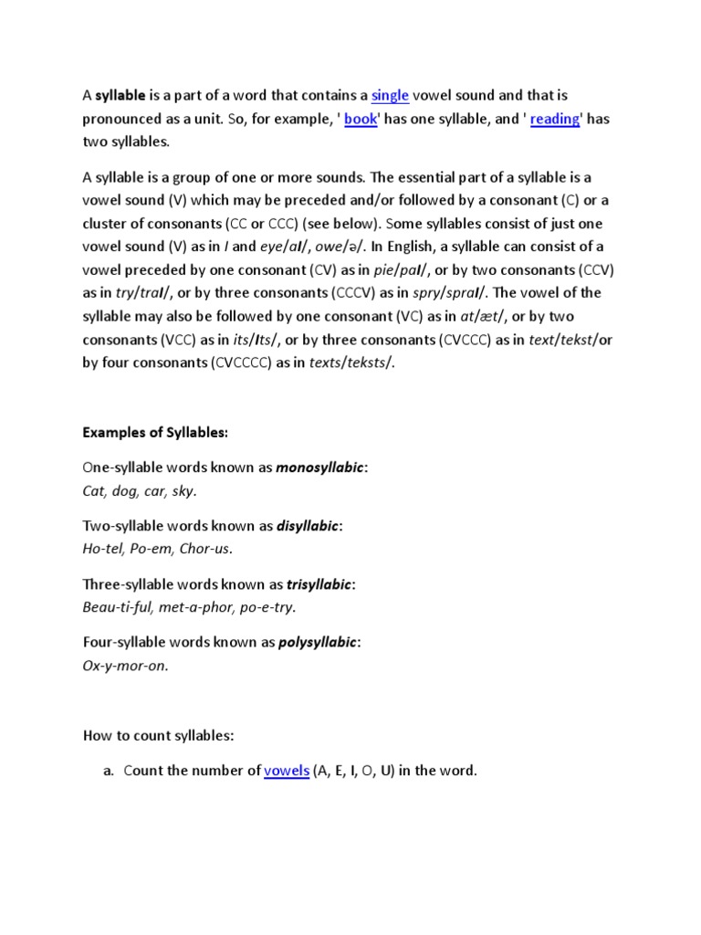 Understanding Syllable Structure in English | PDF | Language Arts ...