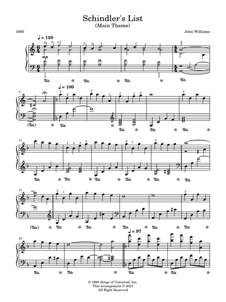 Schindlers list main theme piano version pdf