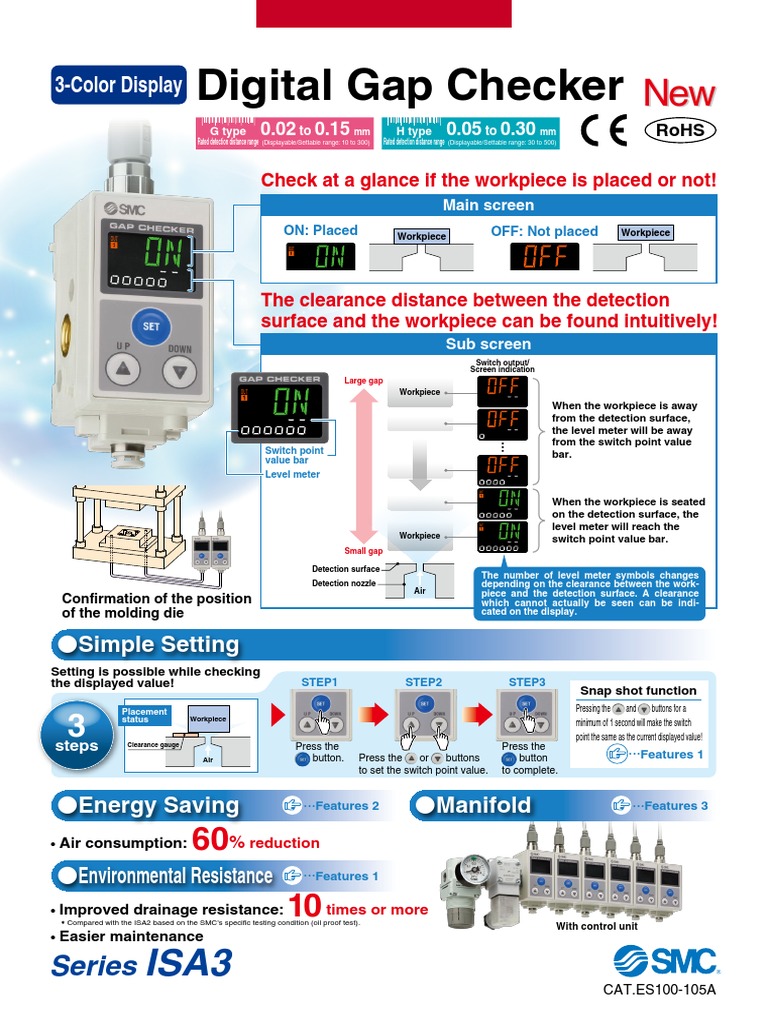 SMC ISA3 Digital Gap Checker Manual | PDF | Electrical Connector | Switch