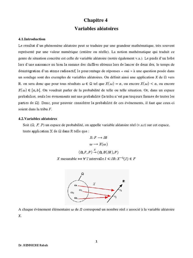 Chapitre 4. Variables Aléatoires | PDF | Variance (mathématiques ...