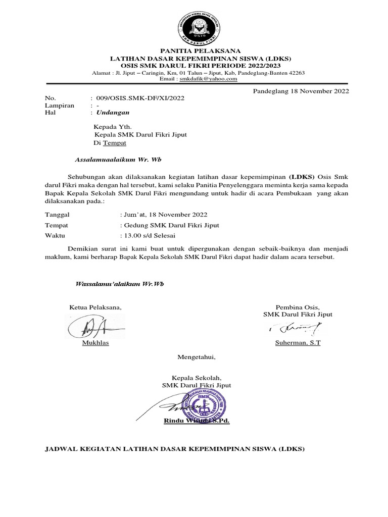 Undangan LDKS Dewan Guru | PDF