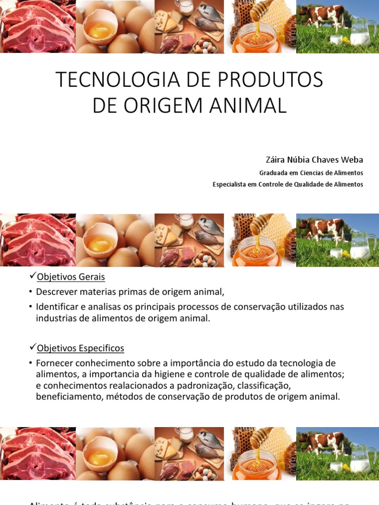 1 Aula - Carnes - TECNOLOGIA DE PRODUTOS DE ORIGEM ANIMAL | PDF | Carne ...