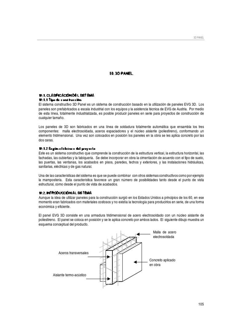 Sistema Constructivo Panel 3D EVG | PDF