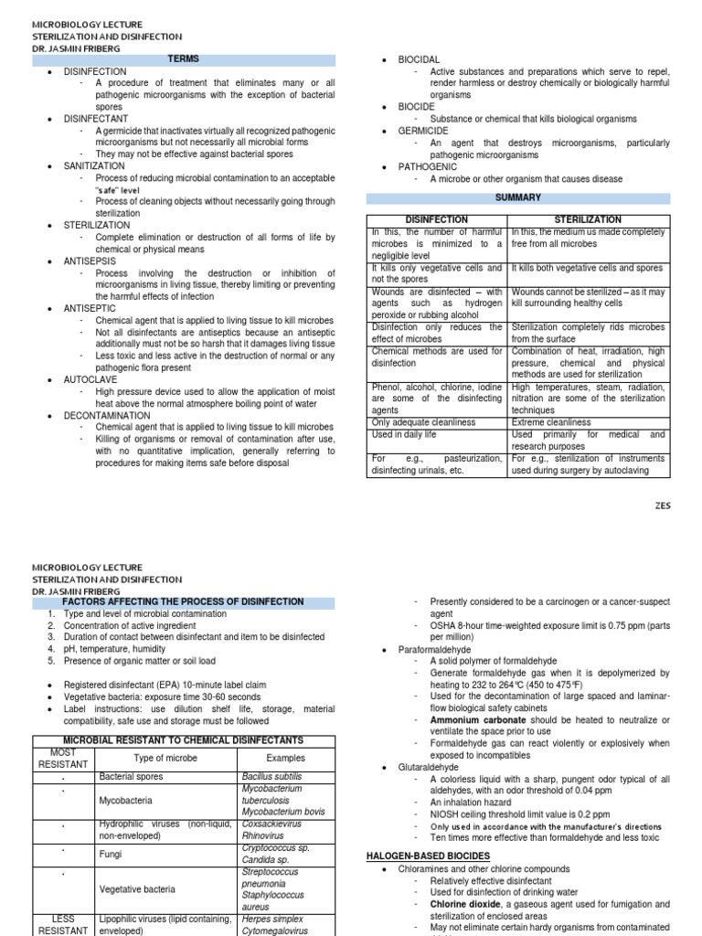Micro Lec Sterilization and Disinfection PDF