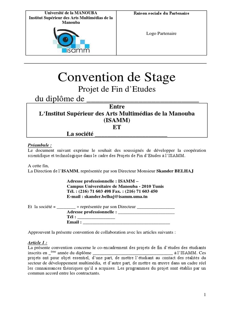 Convention de Stage PDF