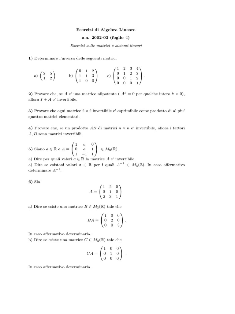 Esercizi Matrici 7 | PDF