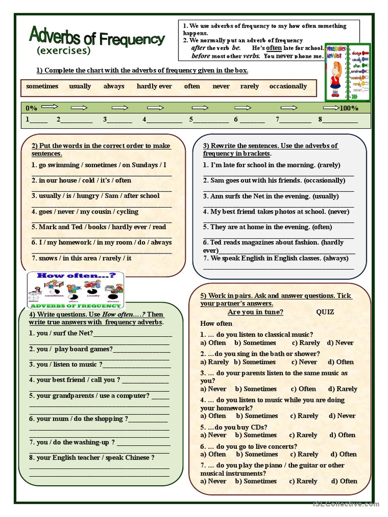 Adverbs of Frequency (Exercises) | Download Free PDF | Adverb | Syntax