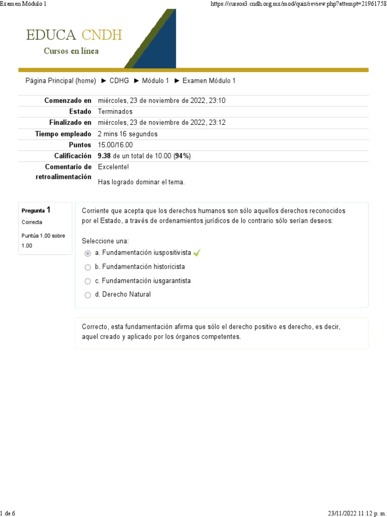 Examen Módulo 1 CDHG | PDF | Derechos humanos | Derechos