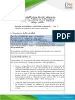 Guía de Actividades y Rúbrica de Evaluación - Unidad 3 - Fase 4 - Métodos de Evaluación de Impacto Ambiental