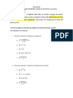 TALLER I Integrales indefinidas, método de sustitución y por partes