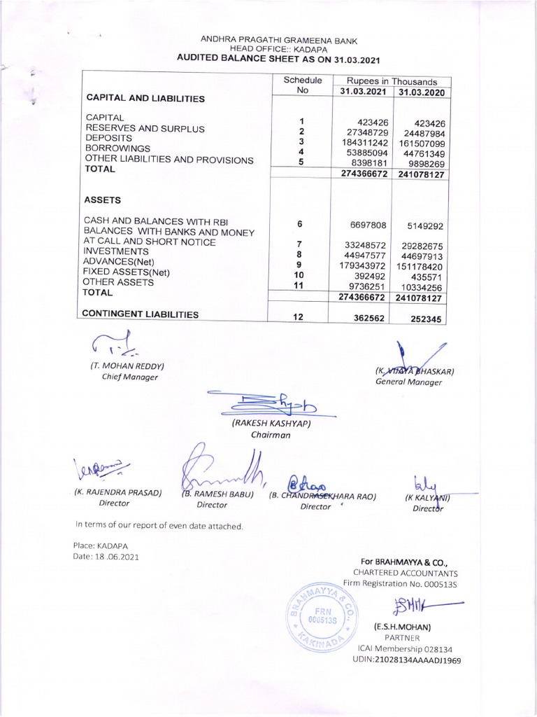 Audited Balance Sheet As On 31.03.2021 | PDF