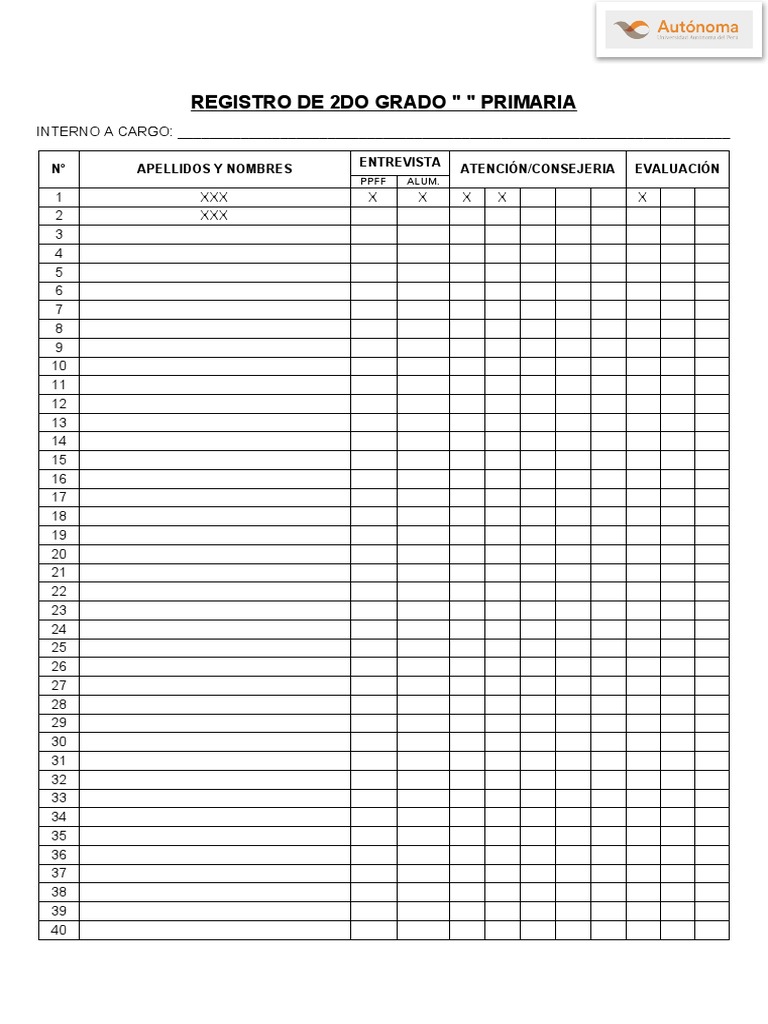Registro de Alumnos 2do Grado Primaria | PDF
