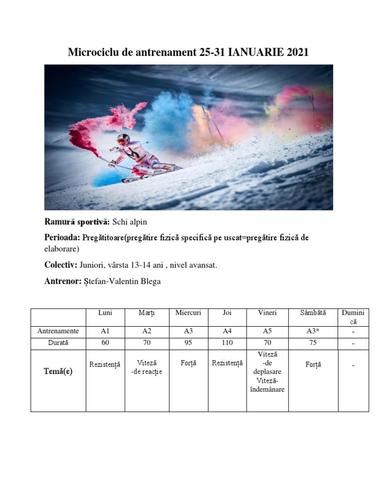 Microciclu de Antrenament-Stefan Valentin Blega | PDF