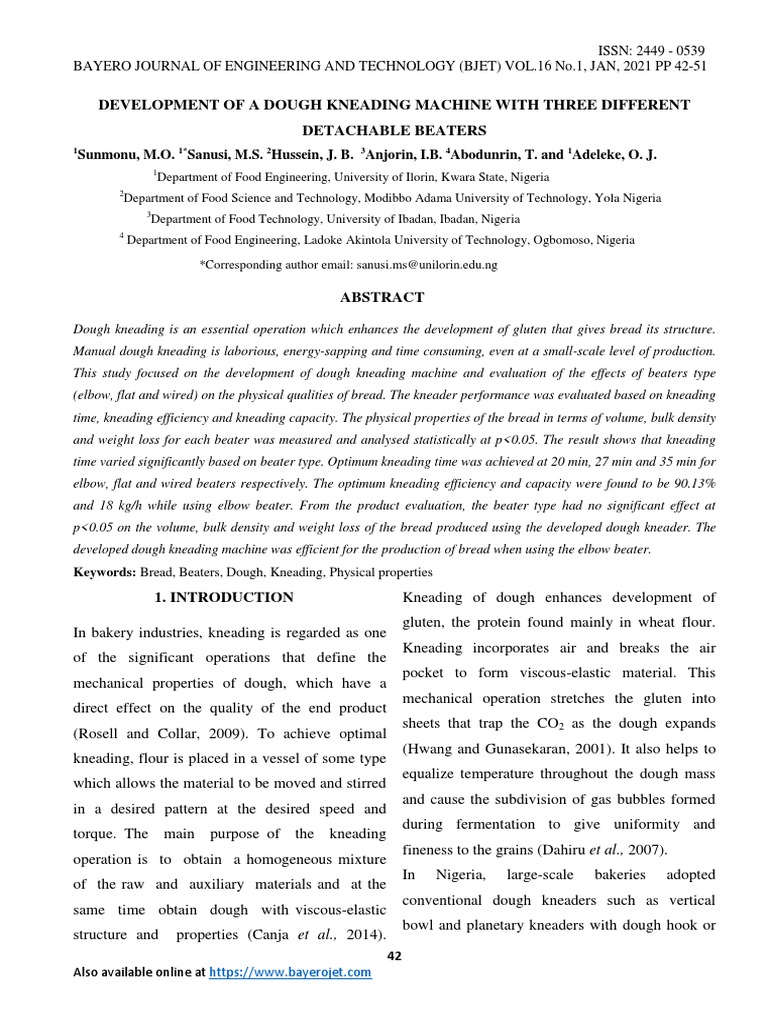 Development of A Dough Kneading Machine | PDF