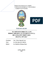 El impuesto directo a los hidrocarburos y su incidencia en la recaudación tributaria Bolivia 1997-2012