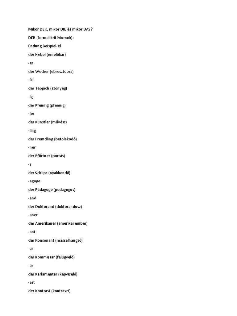 Der, Die, Das | PDF