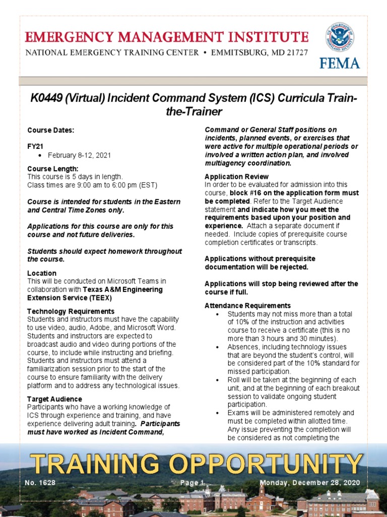 ICS K0449 Train-the-Trainer Course | PDF | Incident Command System ...