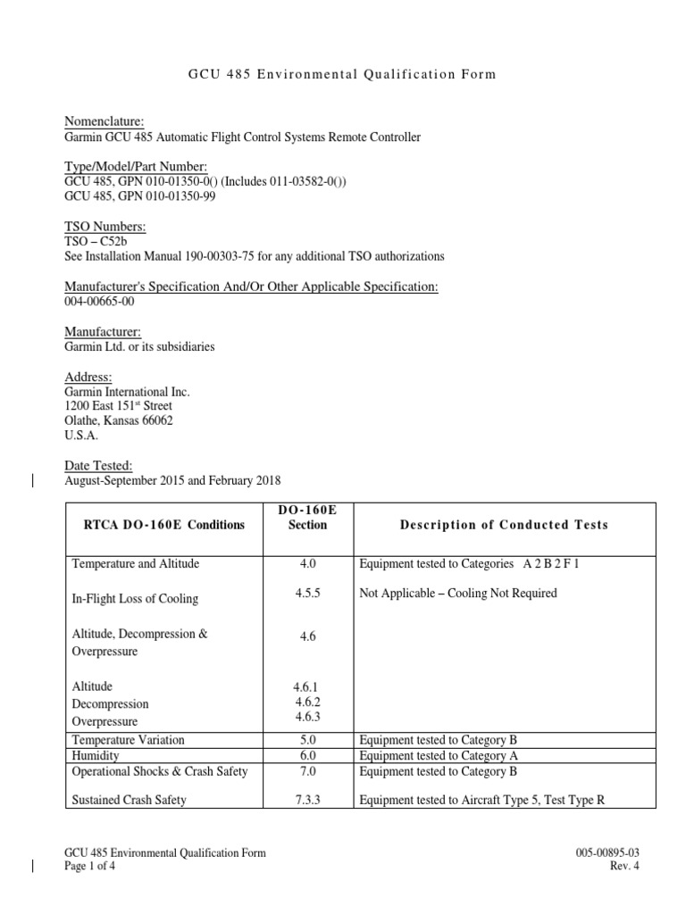 GCU 485 Environmental Qualification Form PDF