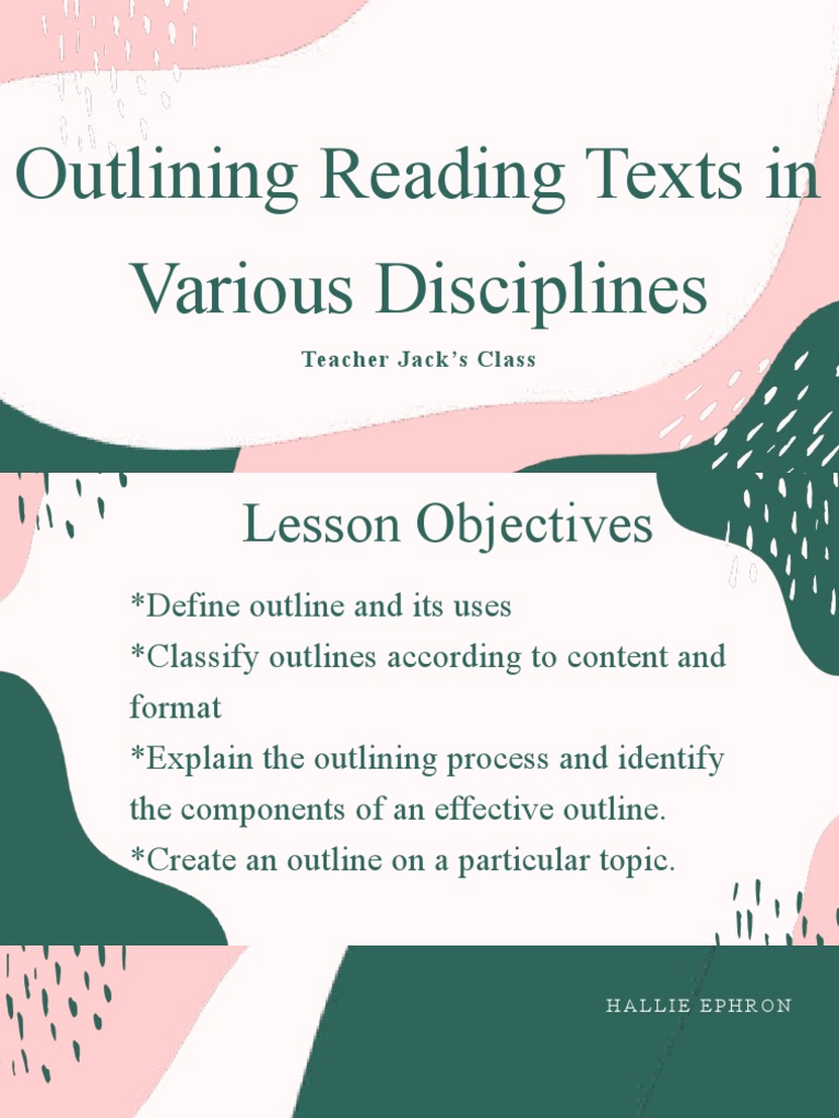 Outlining reading texts in various disciplines autosaved autosaved pdf