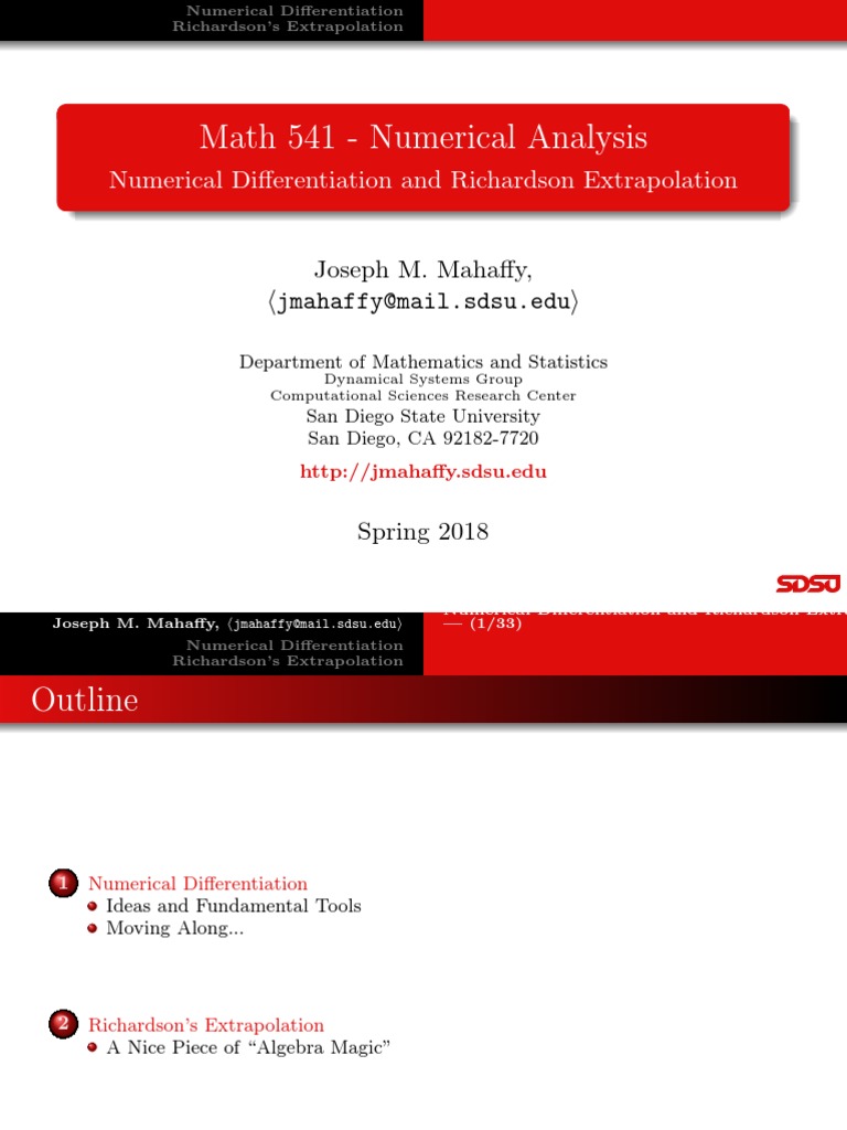 Richardson's Extrapolation in Numerical Differentiation | PDF