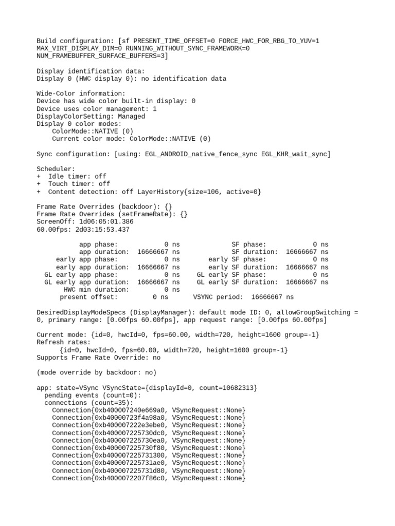 Display Configuration and Performance Data | PDF | Frame Rate | Byte