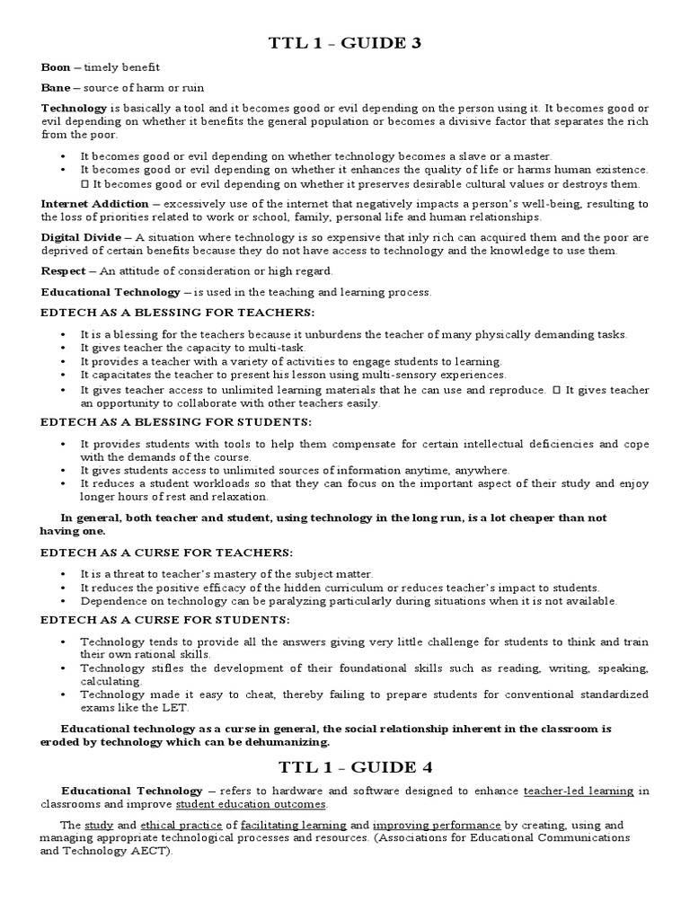 Ed 104 TTL Notes Guide 3 4 5 | PDF | Educational Technology | Teaching ...