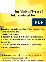 Identifying Various Types of Informational Text Q2W1D2