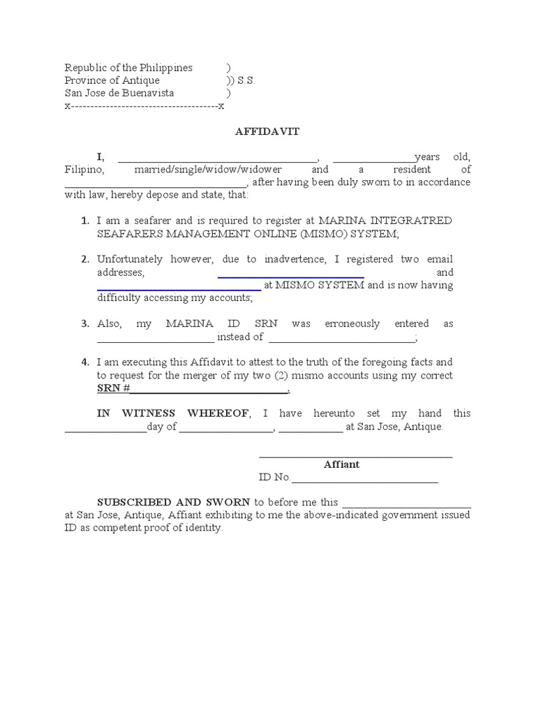Affidavit of discrepancy marina pdf