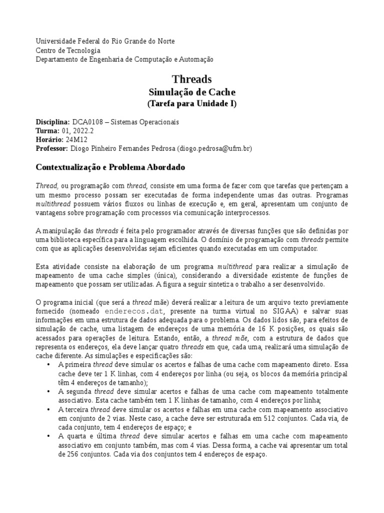 Simulação de Cache com Threads em Python | PDF | Thread (informática ...