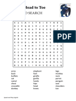 From Head To Toe Word Search Free Worksheet 1
