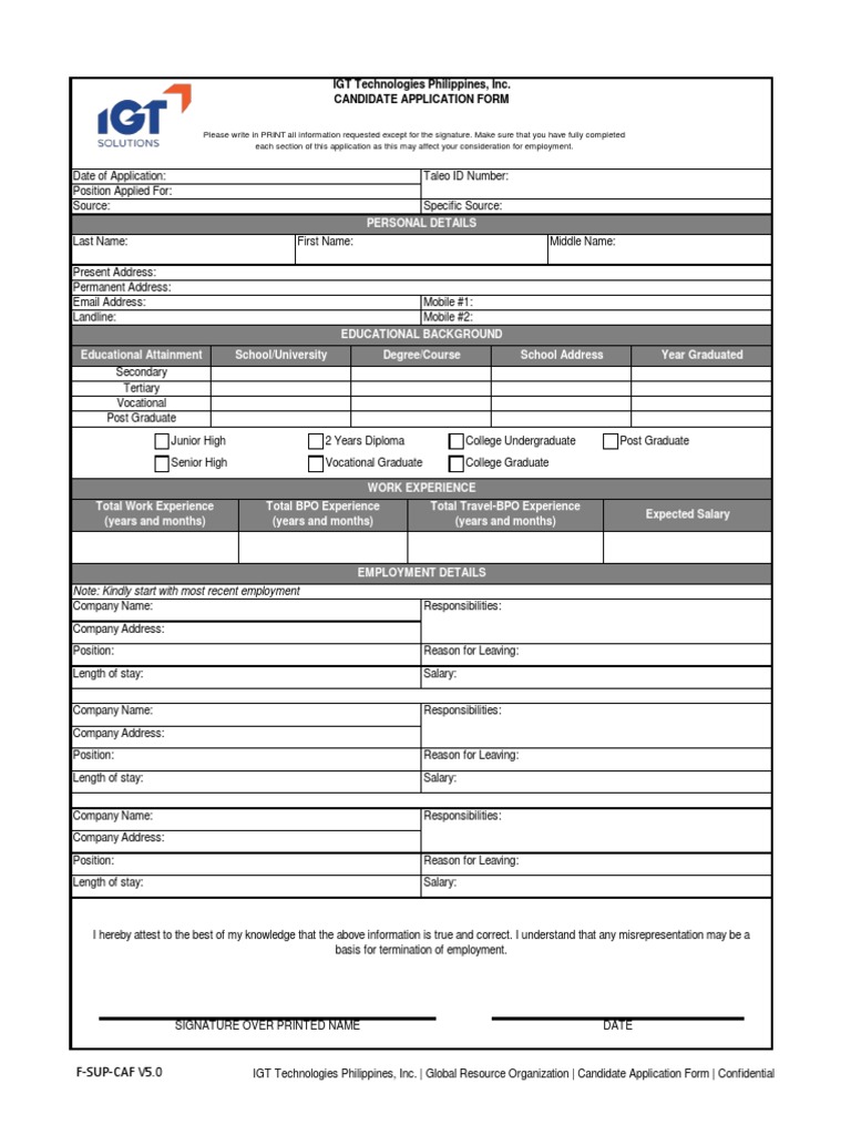 Candidate Application Form | PDF