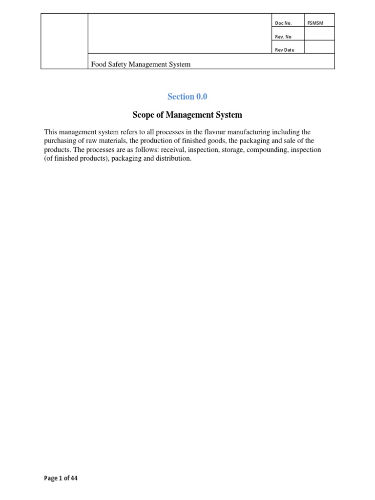 Idoc Pub Copy of Food Safety Management System Manualdocx PDF