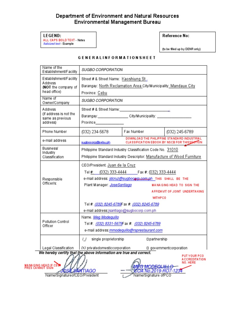Self-Monitoring Report for Sugbo Corporation's Wood Furniture ...
