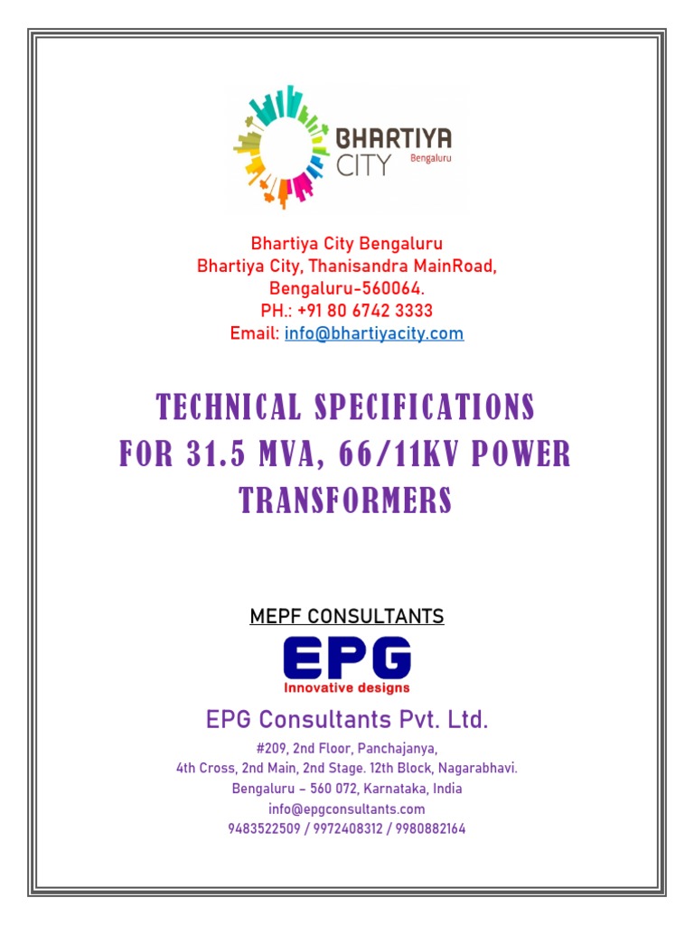 EpgBcPower Transformer Tech Spec PDF Transformer Insulator