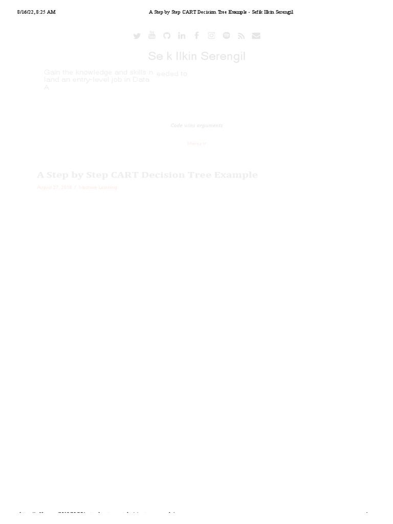 A Step by Step CART Decision Tree Example - Sefik Ilkin Serengil | PDF