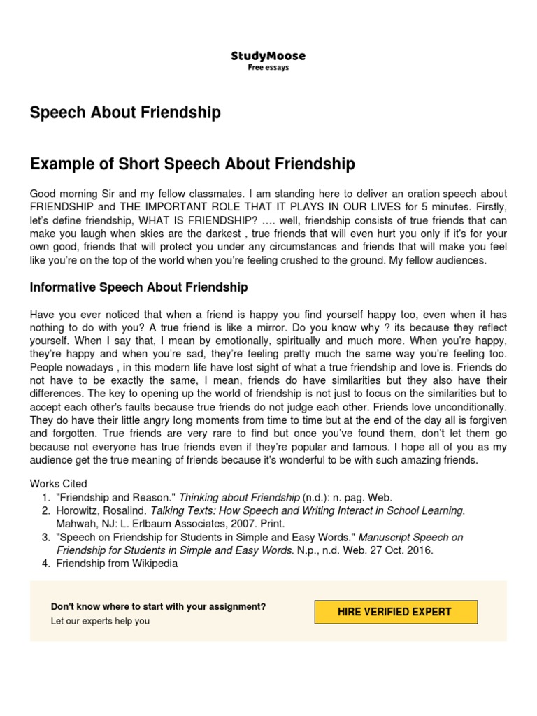 my best friend speech easy