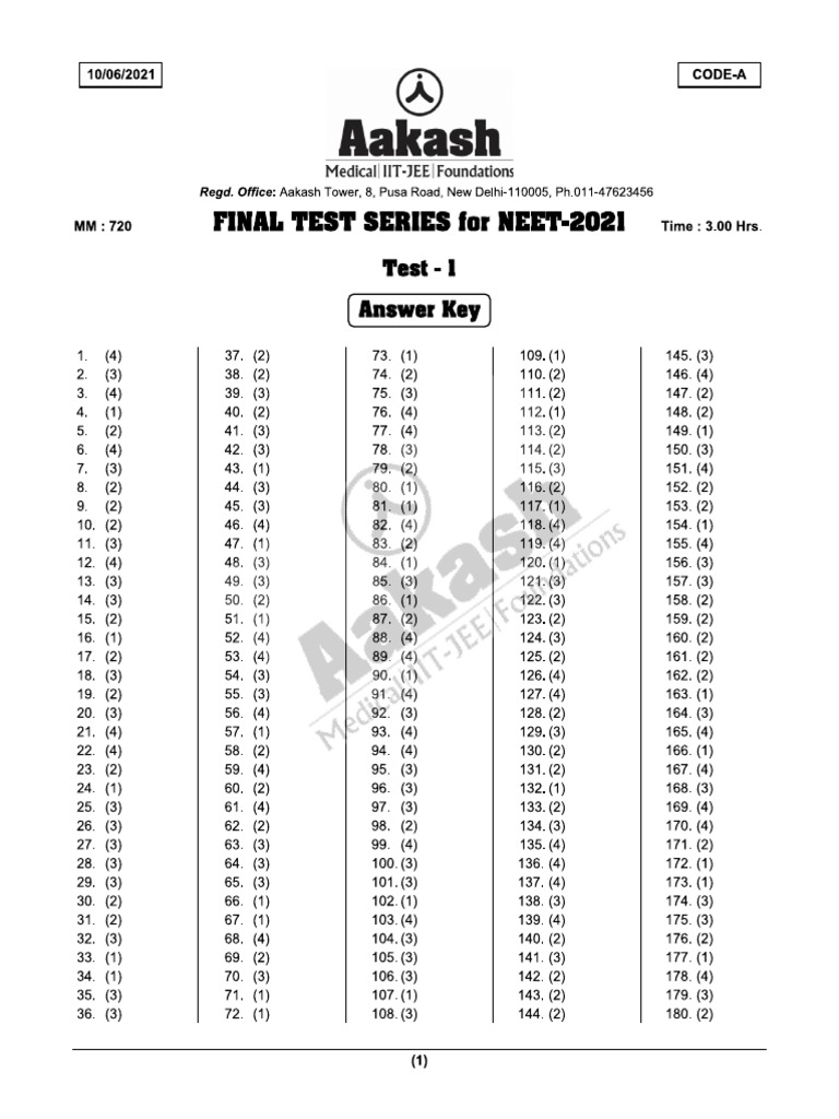 Aakash FTS - 1 Solution | PDF