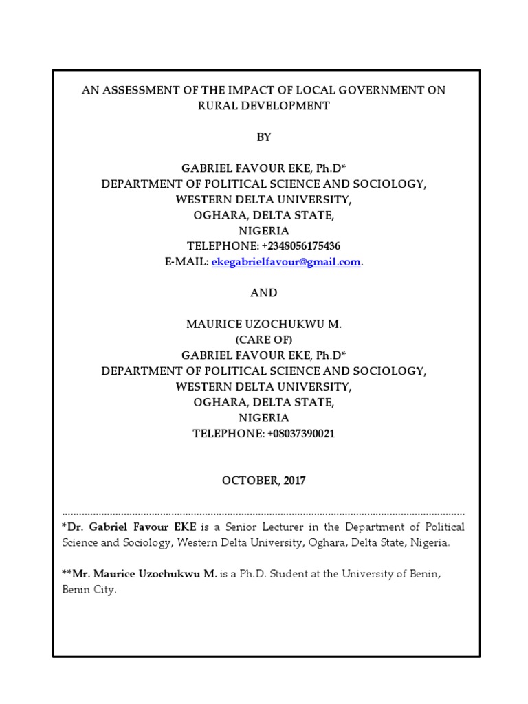 Local Govt's Role in Rural Nigeria | PDF | Nigeria | Poverty