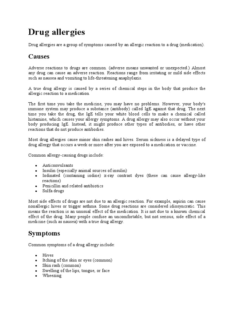 Drug Allergies | PDF | Allergy | Drugs