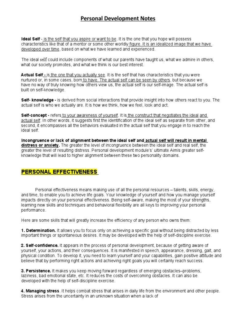 Personal Development and Self-Concept Guide | PDF