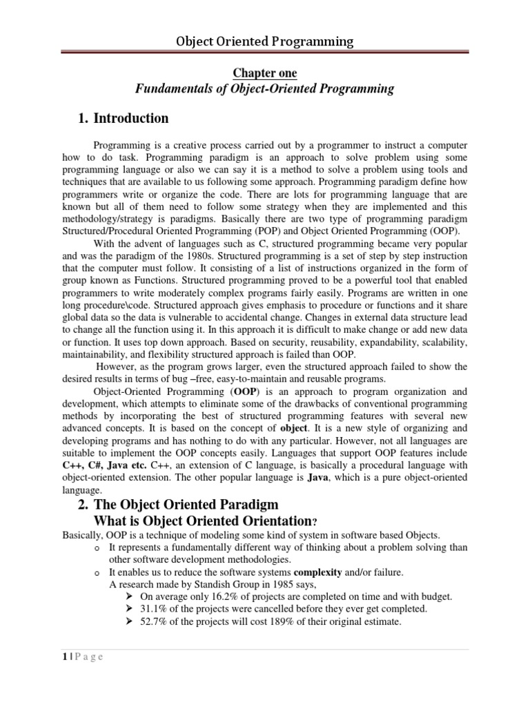 Chapter 1 - 1 OOP | PDF | Object Oriented Programming | Method ...