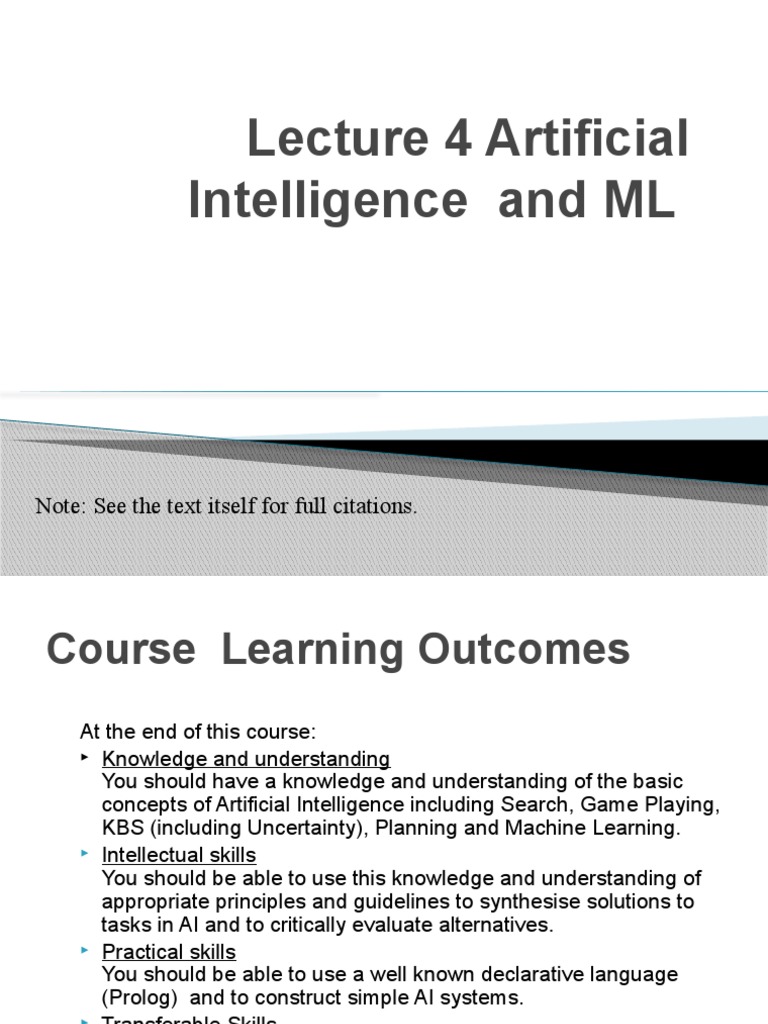 Lecture 4 Artificial Intelligence and ML | PDF | Artificial ...