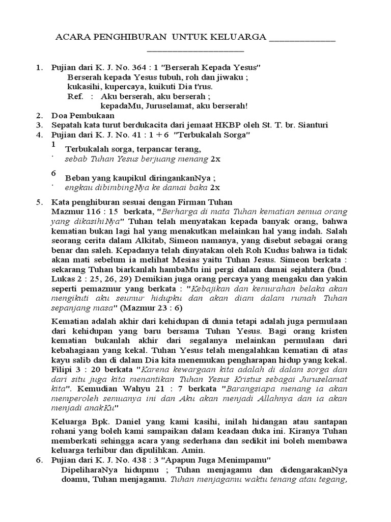 Format Acara Penghiburan Pdf